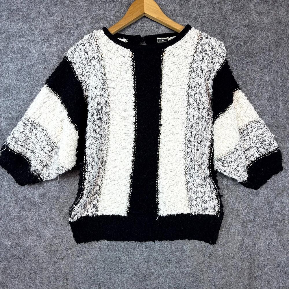 Vintage Nan‎ Sport Sweater Womens Small Black White Artsy Textured Monochrome